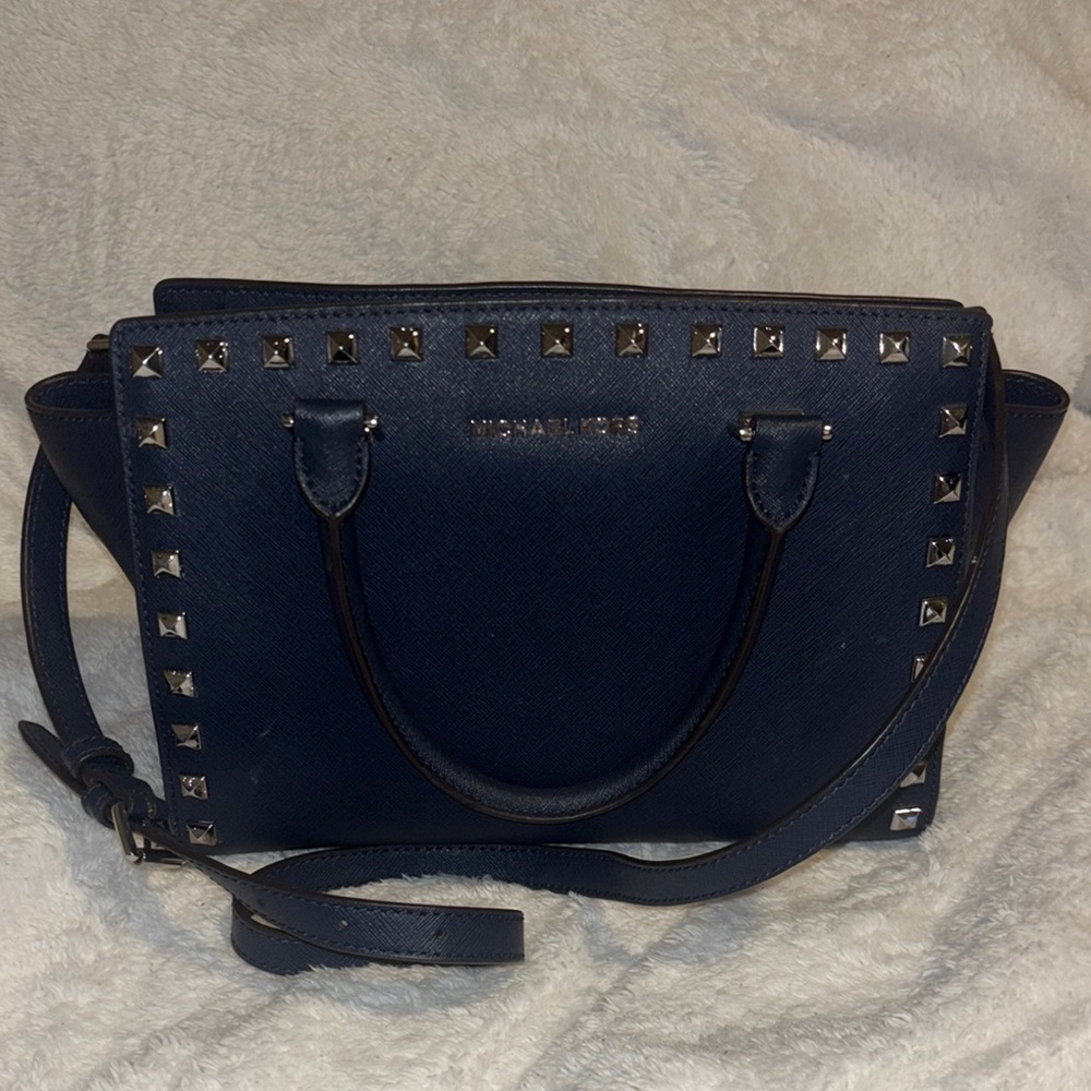 Michael Kors Blue Studded Satchel